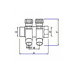 Draft VALTEC Manifold with stop cocks and male connections, 2 outlets, d - 3/4", d1 - 1/2" [Code number: VTc.560.N.0502]