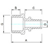 Draft VALTEC Slip fitting with passage to external thread, d 16(2,2), d1 1/2" [Code number: VTm.401.G.001604]
