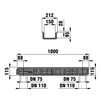 Чертеж Канал Hauraton RECYFIX PRO 150, тип 115, с продольной чугунной решеткой, с KTL-покрытием, защелкнута, класс C 250, 1000x212x210 мм (цена по запросу) [Артикул: 47134]