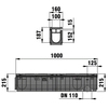 Чертеж Канал ROME II Hauraton SPORTFIX, тип 010, с решеткой ячеистой GUGI из ПА, MW 15/25, черная, для закрепления искусственного дерна, 1000x160x215 мм (цена по запросу) [Артикул: 7863]