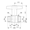 Draft VIEGA Easytop Ball valve, SC-Contur, actuation lever T-​form, bronze, Rp 1 1/4" [Code number: 746858]