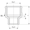 Draft VIEGA Gunmetal fittings Reducing coupling, Rp1 3/4", Rp2 3/8" [Code number: 266370]