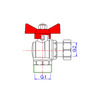 Draft VALTEC Ball valve BASE, angular, with union nut, female/male (short), d - 1/2" [Code number: VT.267.NS.0404]