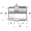 Draft COMER Thread adapter, PVC-U, d - 1 1/2"R, d1 - 1 1/4"Rp [Code number: RE61050EPVC]