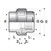 Draft COMER Collapsible adapter, female thread, d - 16, d1 - 3/8", PVC-U, PN 16 [Code number: UN82016APVC]