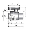 Draft COMER ball valve BVS12 threaded, one-way, PVC-U, d - 16, d1 - 3/8" [Code number: BVS12016PVC]