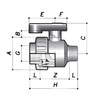 Draft COMER ball valve BVS15 threaded, one-way, PVC-U, d - 3/8" RpхR [Code number: BVS15016PVC]