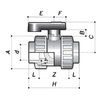 Draft COMER ball valve BVD40, coupling end, full ball, PVC-U, PN 16, d - 40, d - 16 [Code number: BVD40016PVC]