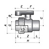 Draft COMER ball valve BVS11 threaded, one-way, PVC-U, d - 3/4" RpхRp [Code number: BVS11025PVC]