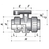 Draft COMER ball valve BVI10, coupling end, for glue, EPDM. industrial applications, PVC-U, PN 16, d - 16 [Code number: BVI10016PVC]