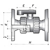 Draft COMER ball valve BVD19 with flange connection, PVC-U, d - 32, PN 16 [Code number: BVD19032PVC]