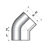 Draft COMER Elbow adhesive 45°, PVC-U, d - 250 [Code number: EY502500PVC]