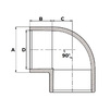 Draft Aquaviva Angle 90° glued, PVC-U, d - 200, PN10 (Russia) [Code number: 1w0877 / ELW20090]