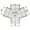 Чертеж Крестовина 87° одноплоскостная СИНИКОН Comfort Plus, d - 50, d1 - 50, d2 - 50 [Артикул: 506003.K]