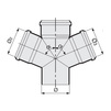 Чертеж Крестовина 87° одноплоскостная СИНИКОН Стандарт, d - 125, d1 - 110, d2 - 110, ПП [Артикул: 650659.R]