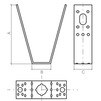 Draft MAYER V-shaped bracket, 85x28x24 mm, for air vents, with through hole M8/M10 [Code number: V1 0001 01]
