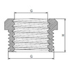 Чертеж Футорка РТП SIGMA, d - 1/2'', d1 - 1/4'', латунь, вн/нар резьба, никель, индивидуальная упаковка [Артикул: 44279]