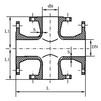 Draft Double branch flange, d - 500, d1 - 100, of high-strength cast iron, molten (GOST) (price on request) [Code number: 13w1304]