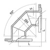 Draft Bend 90˚ flange, d - 100, cast-iron, with cement-sand coating inside and aluminum/epoxy coating on the outside, zinc-plated (ISO) (price on request) [Code number: 12w4870]