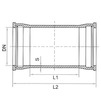 Draft Sliding coupling, d - 100, cast-iron, with cement-sand coating inside and aluminum/epoxy coating on the outside, zinc-plated (ISO) (price on request) [Code number: 12w3514]