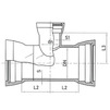 Draft T-piece socket, d - 100, d1 - 100, cast-iron, with cement-sand coating inside and aluminum/epoxy coating on the outside, zinc-plated (ISO) (price on request) [Code number: 12w4468]