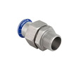 Photo [NO LONGER PRODUCED] - Geberit Mapress Stainless Steel adapter union with male thread, union nut made of CrNi steel, FKM, blue, d 15-R3/4" [Code number: 50582]