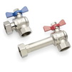 Photo REHAU RAUTITAN set of 2 angled ball valves G1", made of nickel, for manifold [Code number: 13152241001 / 315 224 001]