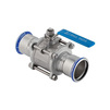Photo Geberit Mapress Ball valve with lever, with press sockets, stainless steel 1.4401, d 88,9 [Code number: 92108]
