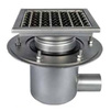 Photo ATT Drain MINI bicorporal, horizontal, with siphon trap, mesh strainer and square grating, DN50 [Code number: Wm200/50H2]