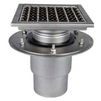 Photo ATT Drain MINI bicorporal, vertical, with siphon trap, mesh strainer and square grating, DN110 [Code number: Wm200/110V2]