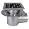 Photo ATT Drain MINI bicorporal, horizontal, with siphon trap, mesh strainer and square grating, DN110 [Code number: Wm200/110H2]