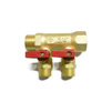 Photo VALTEC Manifold with ball valves, 2 outlets, male thread, d - 3/4", d1 - 1/2" [Code number: MKc.580.Y.0502]