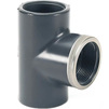 Photo COMER T-piece 90° with metal ring, for glue, PVC-U, d - 25, d1 - 3/4" [Code number: TE47025CPVC]