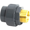 Photo COMER Collapsible adapter, male thread (brass), d - 20, d1 - 1/2", PVC-U, PN 16 [Code number: US72020BPVC]