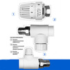 Photo RTP ALPHA PP-R Thermostatic + shut-off valve + thermostatic head (straight), white, d - 20, d1 - 1/2" [Code number: 28233]