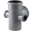 Photo RTP BETA Corner branch, for non-pressure domestic sewage, for socket, PP, d - 110, d1 - 110, d2 - 50, d3 - 50 (л+п) [Code number: 36542]