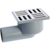 Photo RTP Drain horizontal not adjustable with stainless steel grating 100x100, with water seal, grey, d - 50 [Code number: 11391]
