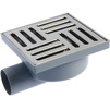 Photo RTP Drain horizontal not adjustable with stainless steel grating 150x150, with water seal, grey, d - 50 [Code number: 11393]