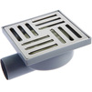 Photo RTP Drain horizontal, D50, not adjustable with stainless steel grid 150х150 mm [Code number: 11401]