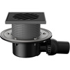 Photo Fachmann Drain adjustable T 520.1 PHsB, horizontal ball-joint outlet, with "wet" trap sael, cast iron grating, plastic frame, 145x145 mm, DN - 50 [Code number: 04.082]