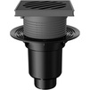 Photo Fachmann Drain adjustable T 616.0 PNsP, vertical, with basket and non-freezing trap sael, without pressure flange, cast iron grating, plastic frame, 241x241 mm, DN -  110/160 [Code number: 04.093]