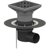 Photo Tatpolymer Yard drain up to 7 tonns, adjustable, with cast iron grate, with flange, odor-locking flap cartridge and dirt trap and electric heating, horizontal, D - 110 [Code number: 1d0466 / ТП-615Н-Э]