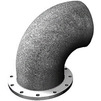 Photo Bend with flange-plain end, d - 100, with cement-sand coating inside and galvanized / aluminum zinc with bitumen coating outside, GOST R ISO 2531-2012 (price on request) [Code number: 12w0137]