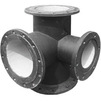 Photo T-piece flanged, d - 125, d1 - 100, cast iron, with hydrant stand, with cement-sand coating inside and galvanized / aluminum zinc with bitumen coating outside, GOST R ISO 2531-2012 (price on request) [Code number: 12w0289]