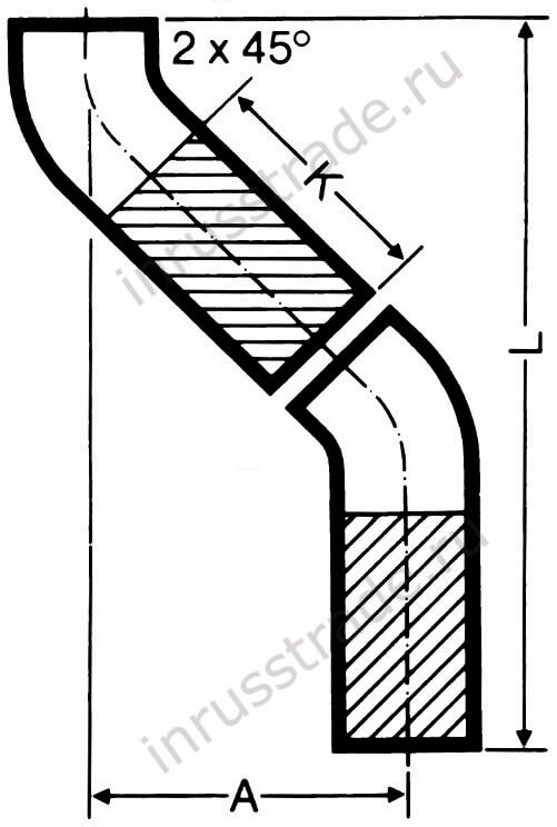Соединение двух колен 45˚ PAM отводами вверх